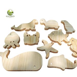 ของเล่นไม้สนรูปสัตว์แบบมอนเตสซอรี่สำหรับเด็ก ชุดงานฝีมือระบายสี DIY ของตกแต่งสัตว์ทำมือจากไม้ - Product Image 5