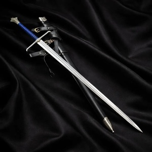 Espada Larga Medieval de Acero con Alto Contenido de Carbono Forjada a Mano, Réplica de Fantasía, con Funda de Cuero, Cuchillo Utilitario, OEM Personalizable, Colección - Product Image 1