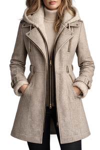 Manteau en laine fait main, manteau d'hiver à capuche avec doublure amovible - Product Image 2