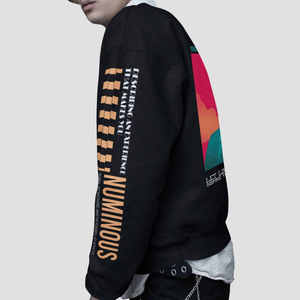 Pull en maille à col rond noir pour homme, manches longues, sweat-shirt décontracté avec impression de lettres sur le devant, coupe classique, vêtements d'automne - Product Image 4