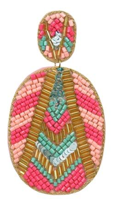 Pendientes de Moda para Mujer, Estilo Boho Étnico, Geométricos, con Cuentas de Vidrio de Doble Círculo, Bordados a Mano, Certificados como Seguros, Color Arcoíris - Product Image 3