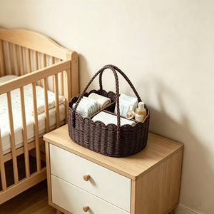 Custom Handmade Paper Rope Diaper Caddy <b>Basket</b> for Baby Nursery Organization and Kids Storage with OEM ODM Service Wholesale - Product Image 2