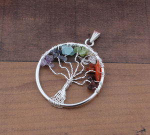 Pendentif Arbre de Vie en pierres précieuses multicolores bleues naturelles, argent sterling 925, collier vintage, pierre de naissance de décembre, bijoux en pierres précieuses bleues - Product Image 5