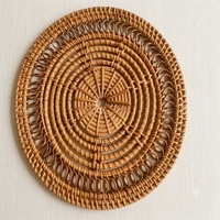 Étagère murale en rotin circulaire, décoration bohème pour la maison, motif floral, décoration murale pour salon, panier en rotin spirituel pour le salon