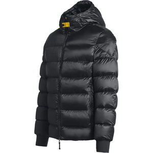 Veste d'hiver décontractée pour homme, noire, à capuche, en duvet, avec fermeture éclair, coupe-vent, couleur unie, coupe ajustée, longueur normale - Product Image 3