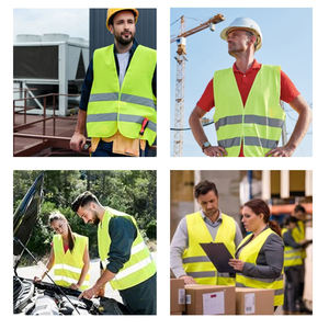 Chaleco de Seguridad de Alta Visibilidad con Franjas Reflectantes Amarillas, Ropa de Trabajo Unisex, Transpirable, de Poliéster, para Verano - Product Image 2