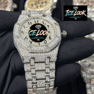 Montre mécanique automatique Ice Look avec tourbillon, réserve de marche, lunette en cristal, cadran en strass, bracelet en acier inoxydable, légère - Product Image 2