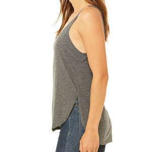 Débardeur gris à col rond pour femme, décontracté, en tricot, couleur unie, respirant, sans manches - Product Image 2