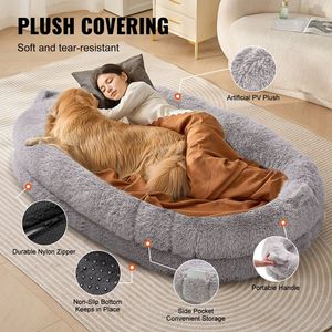 Cama Ortopédica Gigante para Perros de 72 x 48 x 10 Pulgadas, con Funda Lavable de Terciopelo PV, Ideal para Humanos y sus Compañeros Caninos - Product Image 3