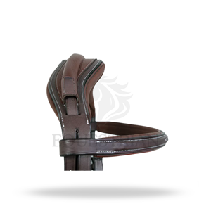 Bridon d'équitation anglais à nez-roulé anatomic français, entièrement cousu, toutes tailles, pour le confort du cheval - Product Image 3