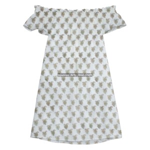 Vestido Corto con Hombros Descubiertos Hecho de Algodón de Alta Calidad, Suave y Cómodo, Vestido de Playa para el Verano 2026 con Estampado a Mano - Product Image 6