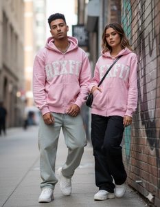 Novedad 2026: Sudaderas con capucha de felpa francesa de alto gramaje, estilo streetwear, con pedrería en toda la superficie y bordado desgastado, con cremallera. - Product Image 1