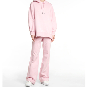 Pantalon évasé pour femme de haute qualité en toile écologique respirante avec logo imprimé personnalisé, fermeture boutonnée, longueur intégrale - Product Image 2
