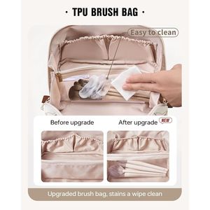 Borsa da Viaggio per Trucco da Donna di Grande Capacità, Impermeabile, Portatile, con Apertura Piatta per Cosmetici e Articoli da Toeletta, Design con Motivi - Product Image 3