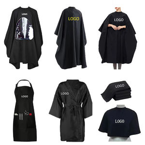 Cape de barbier personnalisée avec logo, tablier de coiffure, robe de salon, imperméable, en polyester, anti-adhésive, pour la coupe - Product Image 1