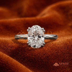 White Gold Polished Double-Prong Oval Promise <b>Ring</b> – Sophisticated Bridal <b>Solitaire</b> Minimalist <b>Silver</b> Oval Moissanite <b>Ring</b> - Product Image 1