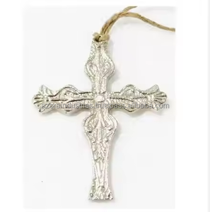 ไม้กางเขนแบบแขวนทางศาสนาทำด้วยมืออลูมิเนียมดิบพร้อมเคลือบนิกเกิลสำหรับตกแต่งที่แขวนคริสต์มาส - Product Image 2