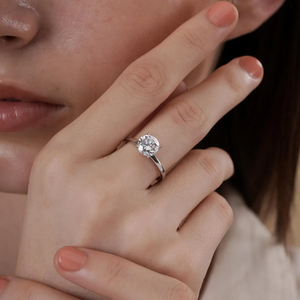 Bague de fiançailles pour femme avec diamant rond brillant cultivé en laboratoire, certifié VVS2, bague solitaire en diamant, bijoux fins pour mariage - Product Image 3