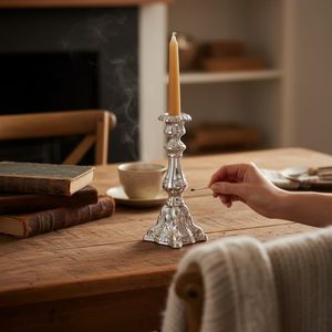 Aluminum Embossed Pillar <b>Candle</b> <b>Stick</b> <b>Holder</b> Silver Finish Table Centerpiece Home Decor Wedding Gift - Product Image 2
