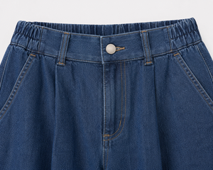 Culottes vaqueros de mujer de pierna ancha, cintura alta, corte holgado, estilo vintage sencillo, transpirables, para verano, lavado oscuro/claro, bonitos - Product Image 6