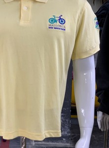 เสื้อโปโลชายสีเหลืองล้วนคุณภาพสูง แขนสั้น ผ้าฝ้าย 100% สไตล์ลำลอง ติดกระดุม - Product Image 5