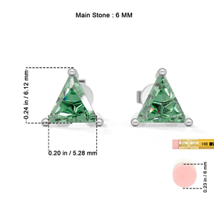 Boucles d'oreilles clous en argent sterling plaqué argent, émeraude taille triligne, bijoux classiques pour femme, Heerani Jewels Water Triangle - Product Image 6