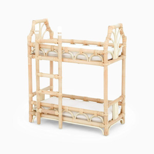 Lit de poupée en rotin naturel, accessoires pour bébé fille, prix le plus bas, meubles de maison de poupée - Product Image 5