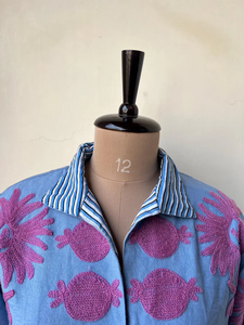 Chaqueta Kimono Suzani de Terciopelo 100% Algodón Hecha a Mano |   Bolso Frontal con Cuello Redondo, Transpirable, Ecológico y Antiarrugas para Otoño/Invierno/Primavera - Product Image 4