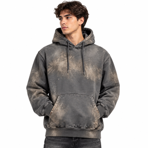 Sudadera con Capucha Oversize Vintage de Algodón 100% con Lavado Ácido y Efecto Mudd Wash para Invierno, Estilo Streetwear Personalizado, OEM, Marca Privada - Product Image 1