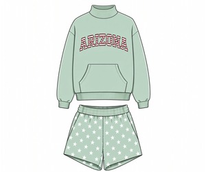 Ensemble pull à col montant pour femme, sweat-shirt imprimé à manches longues, motif étoile, short assorti, streetwear décontracté tendance - Product Image 4