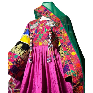 Afghan Kuchi Dress With Heavy <b>Mirror</b> And Coin Work Tribal Embroidery Ethnic Long Maxi Gown Perfect For Bridal Afghan Kuchi Dress - Product Image 4