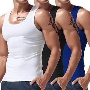 Camiseta sin mangas Visionary para hombre, informal, cuello redondo, 120 g, 100 % algodón, color liso, transpirable, para entrenamiento muscular, uso diario. - Product Image 1