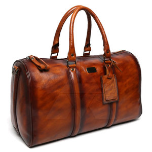 Men's Genuine Leather <b>Duffel</b> <b>Bag</b> with Adjustable Strap 30-40L Zipper Closure Casual Travel <b>Bag</b> - Product Image 5