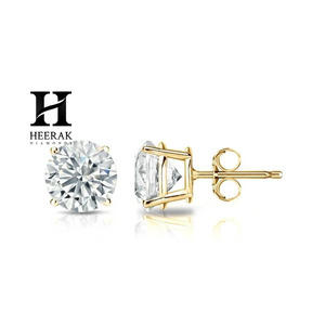 IGI GIA Certified Lab Grown Diamond <b>Stud</b> <b>Earrings</b> 14K Gold Round Brilliant Cut Solitaire <b>Earrings</b> - Product Image 3