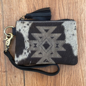 Nouveau femmes peau de vache Laser gravé pochette à fermeture éclair en cuir véritable luxe téléphone portable bracelet sac à main Western cuir Multi utilisé portefeuille - Product Image 2