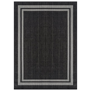 Hot Selling Natural Best Seller Border Navy/Ivory Easy-Care Jute-Style Indoor/Outdoor Flat Woven Area Rug Mat For Patio Balcony - Product Image 4
