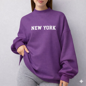 Suéter de punto extragrande para mujer, cuello simulado, holgado, informal, para otoño/invierno, con logo frontal - Product Image 1