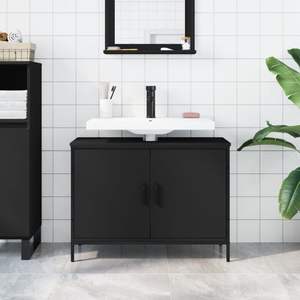 Mueble de Baño con Lavabo de Madera Sintética Negra, 31.5 x 11.8 x 23.6 Pulgadas, Muebles de Baño - Product Image 3