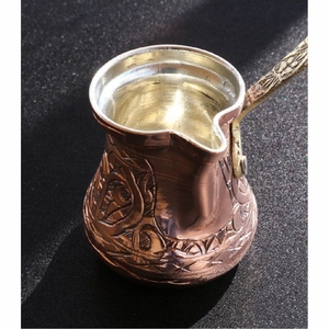 Traditional Hammered Copper Turkish Coffee Pot Cezve Ibrik Arabic Milk Butter Warmer Pot Wooden Handle Kitchenware Supplier Pot - Product Image 6