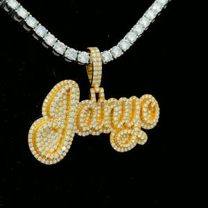 Colgante Hip Hop personalizado chapado en oro con letras cursivas, colgante de nombre de plata personalizado a la moda de diseñador para hombre - Product Image 4