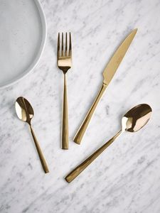 Ensemble de couverts en métal de luxe contemporain, ustensiles de table durables en acier inoxydable pour hôtels, restaurants, traiteurs et tables élégantes - Product Image 3
