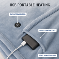 Couverture chauffante en polaire douce alimentée par USB 80x150cm Lavable en machine pour la maison/le bureau