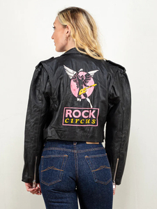Custom <b>Vintage</b> 80s <b>Women</b>’s Black <b>Leather</b> Motorcycle Biker <b>Jacket</b>, Retro Rider Moto <b>Jacket</b> - Product Image 1