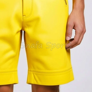 กางเกงขาสั้นหนังสไตล์สตรีทแวร์สำหรับผู้ชาย ไซส์ผู้ใหญ่ กางเกงออกกำลังกายแบบใหม่สั่งทำได้ ผลิตจากหนังแท้ 100% มีจำหน่ายแล้ว - Product Image 6