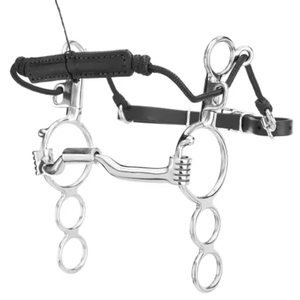 Herramienta de entrenamiento para caballos de grado veterinario, duradera, reutilizable, grande, con 3 anillos, tipo Hackamore, con boquilla lisa y portada. - Product Image 2