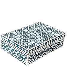 Qalara MDF incrustaciones de hueso Natural Chevron diseño arte decorativo antiguo joyero caja de almacenamiento - Product Image 4