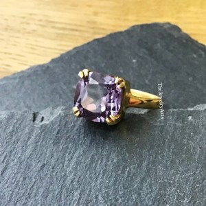 Lab <b>Alexandrite</b> <b>Engagement</b> <b>Ring</b>-Cushion Cut Color Changing Gemstone-Sterling Silver Vintage Wedding/Party June Birthstone <b>Ring</b> - Product Image 5