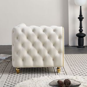 Chaise Longue in Velluto da 66,9 W, Arredamento Moderno di Lusso con Schienale Trapuntato e 2 Cuscini Decorativi per Soggiorno, Camera da Letto, Appartamento - Product Image 5
