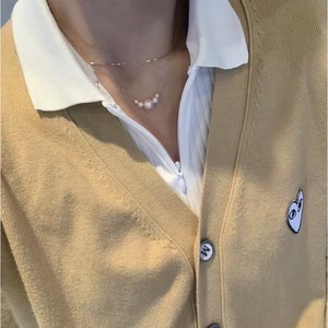 Flawless 3-4mm Round Freshwater Baby Small Pearl Beads 925 <b>Silver</b> <b>Necklace</b> with Clavicle <b>Chain</b> Fashionable Neck Wear - Product Image 4