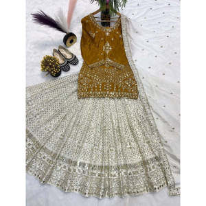 Fancy <b>Top</b> Lehenga for Weddings Features Embroidery Sequence Zari Work - Product Image 1